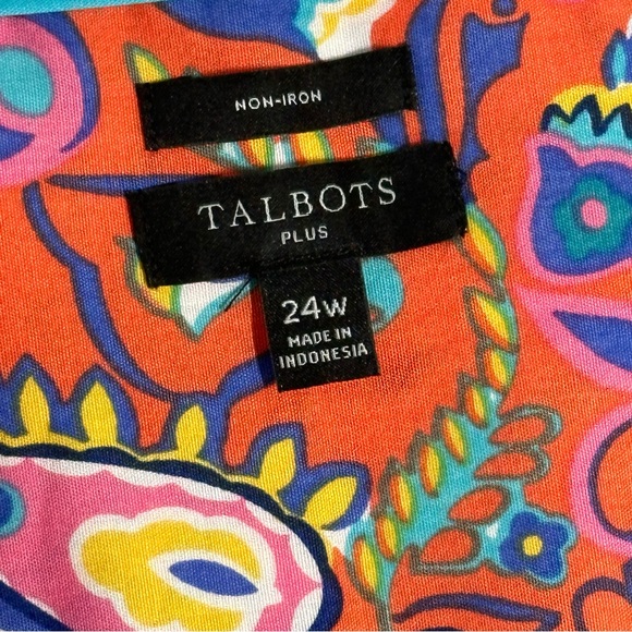 Talbots women’s size 24W sleeveless button up Paisley print blouse no iron - Picture 4 of 9